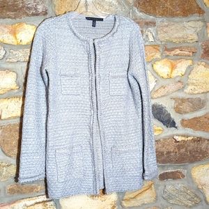 White House Black market silver metallic cardigan jacket